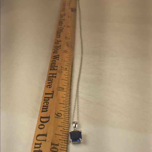 Vintage 10K Cushion-Cut Sapphire/Diamond Necklace - Picture 3 of 4